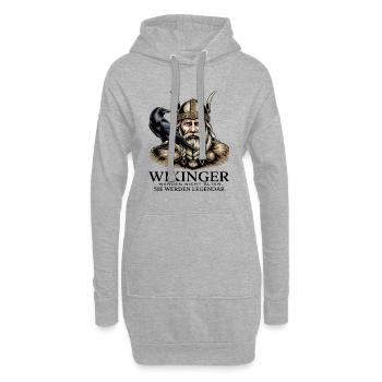Légende viking viking marin Odin Raven Fighter - Sweat-shirt à capuche long Femme - gris chiné - Devant