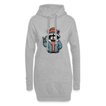 Rocker Waschbär - Hoodie-Kleid - Grau meliert - Vorne