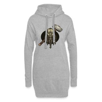 Légende viking viking marin Odin Raven Fighter - Sweat-shirt à capuche long Femme - gris chiné - Devant