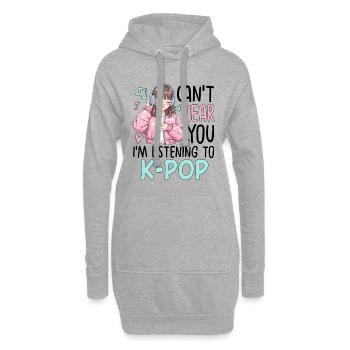 Je ne t’entends pas en écoutant de la K-Pop - Sweat-shirt à capuche long Femme - gris chiné - Devant