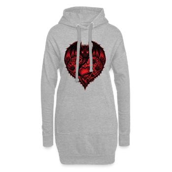 Süßes Herz Romantischer Drachenliebhaber Rosen Liebe - Hoodie-Kleid - Grau meliert - Vorne