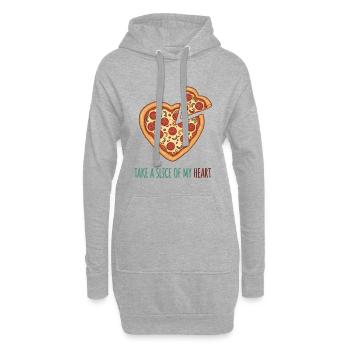 Take a Slice of my Heart – Pizza Herz Design - Hoodie-Kleid - Grau meliert - Vorne