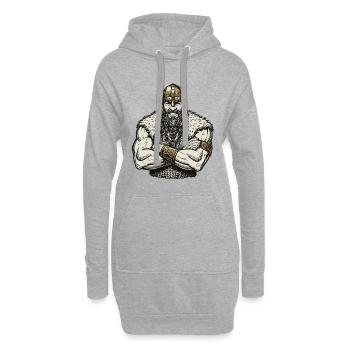 Légende viking viking marin Odin Raven Fighter - Sweat-shirt à capuche long Femme - gris chiné - Devant