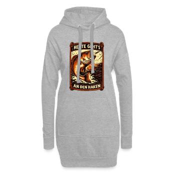 Angler Spruch Heute gehts an den Haken - Hoodie-Kleid - Grau meliert - Vorne