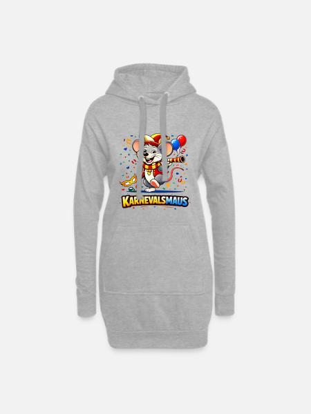 Karnevalsmaus Party-Motiv - Hoodie-Kleid - Grau meliert