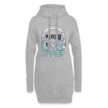 K Pop 케이팝 - Sweat-shirt à capuche long Femme - gris chiné - Devant