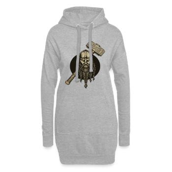 Légende viking viking marin Odin Raven Fighter - Sweat-shirt à capuche long Femme - gris chiné - Devant