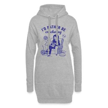 Je préfère être crochet amateur de tricot - Sweat-shirt à capuche long Femme - gris chiné - Devant