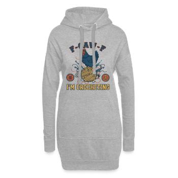 Drôle d’amateur au crochet F caw f Je crochète du fil - Sweat-shirt à capuche long Femme - gris chiné - Devant
