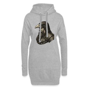 Légende viking viking marin Odin Raven Fighter - Sweat-shirt à capuche long Femme - gris chiné - Devant