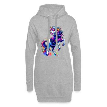 Rainbow Einhorn mit Hoodie & Sonnenbrille - Hoodie-Kleid - Grau meliert - Vorne