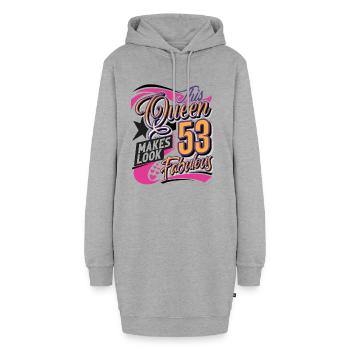 53. Geburtstag Queen - Hoodie-Kleid - Grau meliert - Vorne