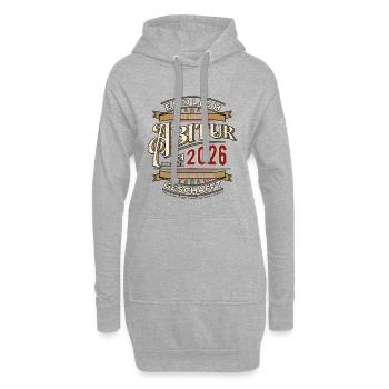 Endlich geschafft | Abitur 2026 | Ich habe fertig - Hoodie-Kleid - Grau meliert - Vorne