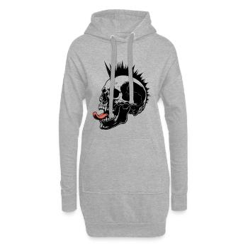 Skull Mohawk Punk Rocker Totenkopf - Hoodie-Kleid - Grau meliert - Vorne