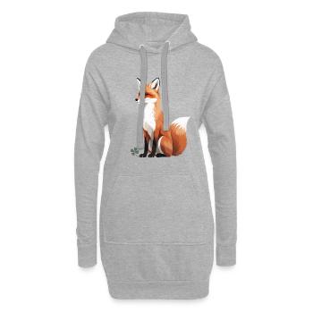Sitzender Fuchs mit Kleeblatt - Hoodie-Kleid - Grau meliert - Vorne