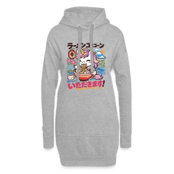 Licorne Kawaii | Ramen | Soupe de nouilles | Restauration rapide - Sweat-shirt à capuche long Femme - gris chiné - Devant