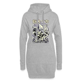 Fischer vs Kraken Japanischer Retro Style  - Hoodie-Kleid - Grau meliert - Vorne