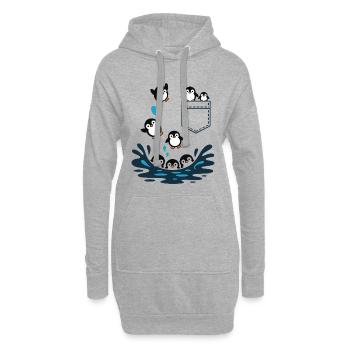 Pinguin Sprung ins Wasser Pocket Design - Hoodie-Kleid - Grau meliert - Vorne
