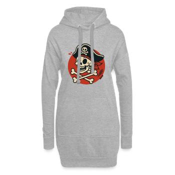Crâne de pirate avec os - Sweat-shirt à capuche long Femme - gris chiné - Devant
