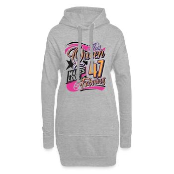 47. Geburtstag Queen - Hoodie-Kleid - Grau meliert - Vorne