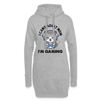I cant Adult now I'm Gaming funny Gamer Cat - Hoodie-Kleid - Grau meliert - Vorne