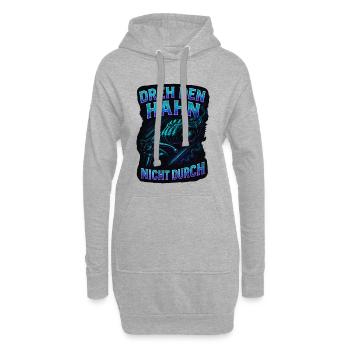 Dreh den Hahn nicht durch | Biker Spruch - Hoodie-Kleid - Grau meliert - Vorne