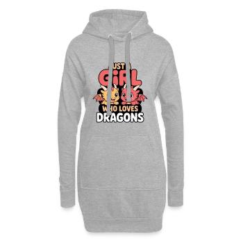 Nur ein Mädchen welches Drachen liebt - Hoodie-Kleid - Grau meliert - Vorne