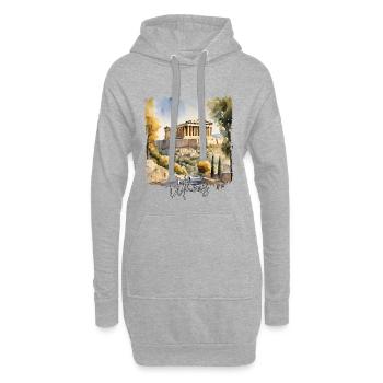 Aquarelle d’Athènes, Athènes Grèce - Sweat-shirt à capuche long Femme - gris chiné - Devant