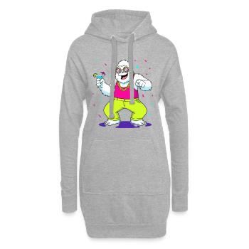 Tanzender Yeti mit Cocktail Party Apres Ski - Hoodie-Kleid - Grau meliert - Vorne