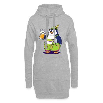 Pingouin dans Lederhosen Bière Party Beer Garden après - Sweat-shirt à capuche long Femme - gris chiné - Devant