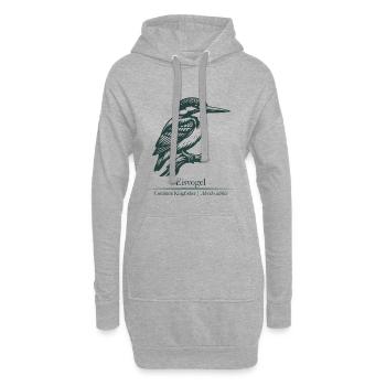 Silhouette du martin-pêcheur | Ornithologie | Dessin - Sweat-shirt à capuche long Femme - gris chiné - Devant