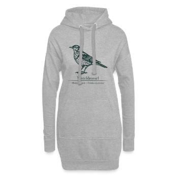 Silhouette du gui de la grive | Dessin ornithologique - Sweat-shirt à capuche long Femme - gris chiné - Devant
