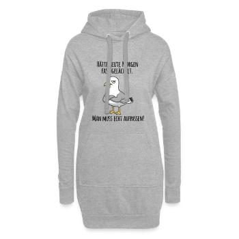 Fast gelächelt – Grummelige Möwe für Morgenmuffel - Sweat-shirt à capuche long Femme - gris chiné - Devant