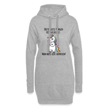 Fast gelächelt – Grummeliges Einhorn Morgenmuffel - Hoodie-Kleid - Grau meliert - Vorne