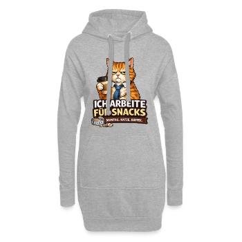 Ich arbeite für Snacks – Büro Katze - Hoodie-Kleid - Grau meliert - Vorne