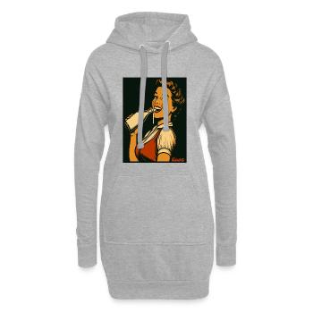 Dame rétro avec une boisson au lait - Sweat-shirt à capuche long Femme - gris chiné - Devant