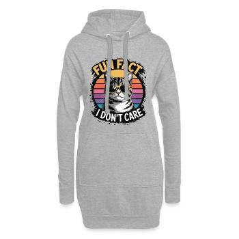 Fun Fact: I Don't Care - Katze Retro - Hoodie-Kleid - Grau meliert - Vorne