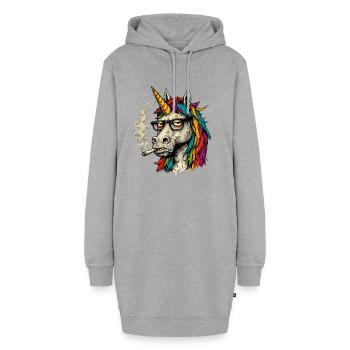 Regenbogen Einhorn cooler Bruder - Hoodie-Kleid - Grau meliert - Vorne