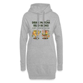 Drink Matcha Read Books Matcha Tea Lover Reading - Hoodie-Kleid - Grau meliert - Vorne