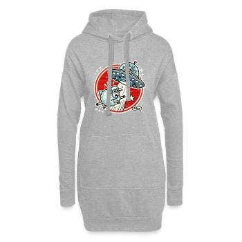 Aventure de moutons OVNI dans le cercle stellaire - Sweat-shirt à capuche long Femme - gris chiné - Devant