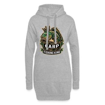 Conception du roi de la pêche à la carpe Karpfen - Sweat-shirt à capuche long Femme - gris chiné - Devant