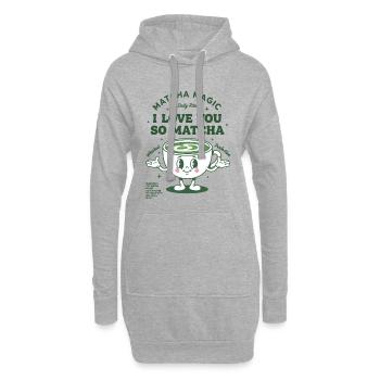 Matcha Magic I Love You So Matcha Green Tea - Hoodie-Kleid - Grau meliert - Vorne