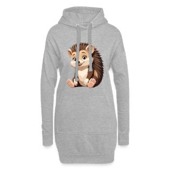 Kuscheliger Igel Illustration - Hoodie-Kleid - Grau meliert - Vorne