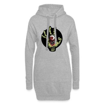Grüne Zombie Monster Hand mit Auge Horror - Hoodie-Kleid - Grau meliert - Vorne