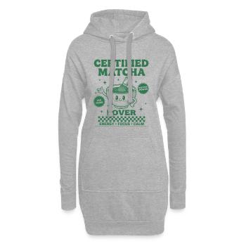 Certified Matcha Lover Energy Focus Calm Matcha - Hoodie-Kleid - Grau meliert - Vorne