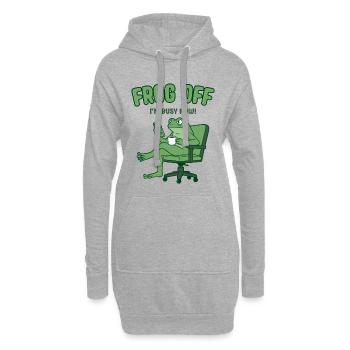 Frog Off I'm busy now – Ich bin beschäftigt Frosch - Hoodie-Kleid - Grau meliert - Vorne