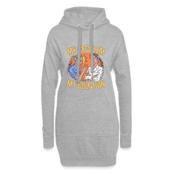 Pharmacien de détail : mon problème : ma maman à la pictogramme, papa - Sweat-shirt à capuche long Femme - gris chiné - Devant