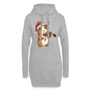 Cobaye de Noël Animal jouant du violon - Sweat-shirt à capuche long Femme - gris chiné - Devant