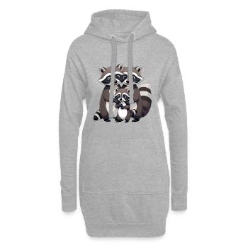 Câlin en famille de ratons laveurs - Sweat-shirt à capuche long Femme - gris chiné - Devant