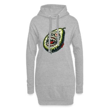 Gruselige Monster Avocado - Hoodie-Kleid - Grau meliert - Vorne